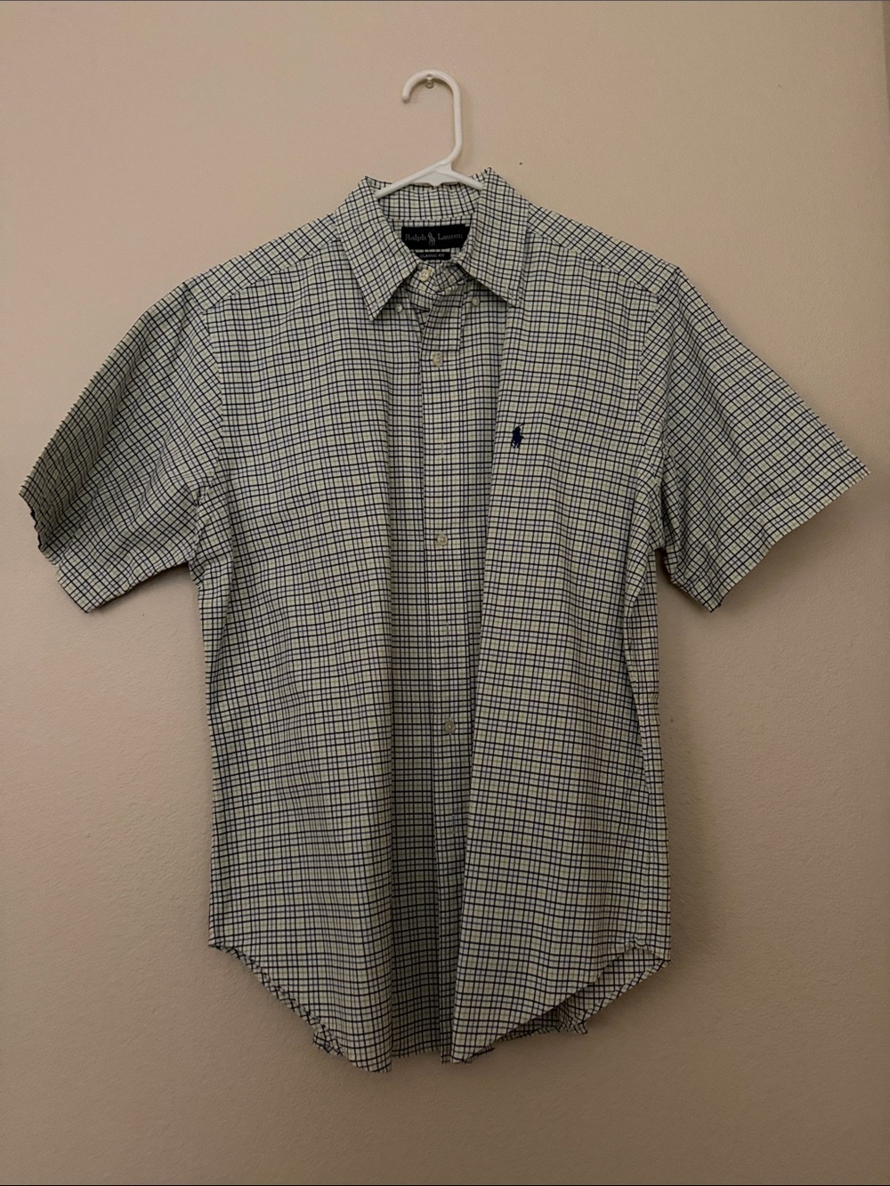 Ralph Lauren Short-Sleeve Checked Button-Down Shirt - Blue & White LG